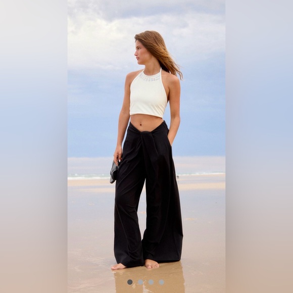 Fp One Pants - NWT Free People One Black Gauze Wide Leg pants - Large